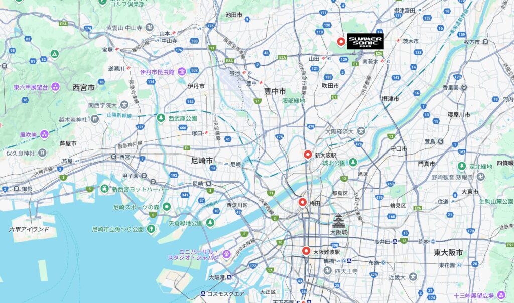 【SUMMER SONIC 2025】大阪公演のおすすめホテル|アクセス別に徹底比較 1 【SUMMER SONIC 2025】大阪公演 地図