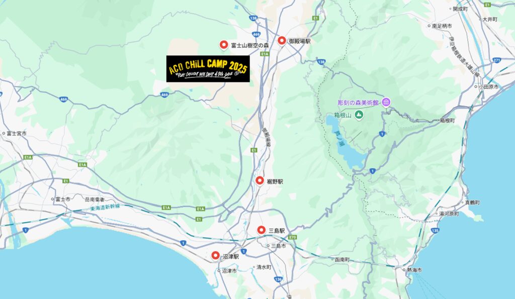 【ACO CHiLL CAMP 2025】ホテル&キャンプ完全ガイド|アクセス別おすすめホテルを徹底比較 1 ACO CHiLL CAMP 2025地図