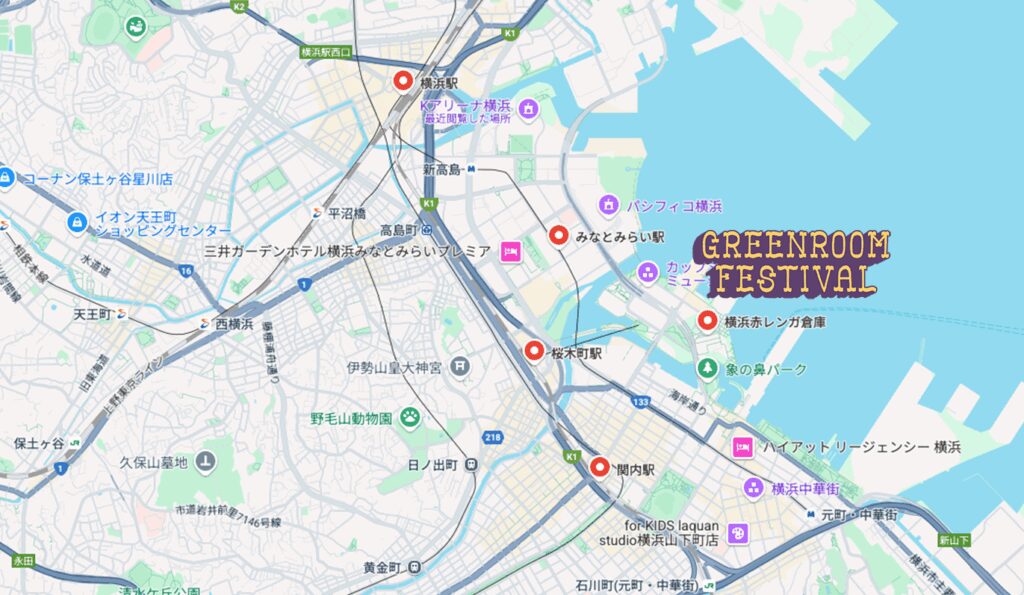 【GREENROOM FESTIVAL 2025】ホテル完全ガイド|おすすめホテル、アクセス別に徹底比較 1 GREENROOM FESTIVAL 2025地図
